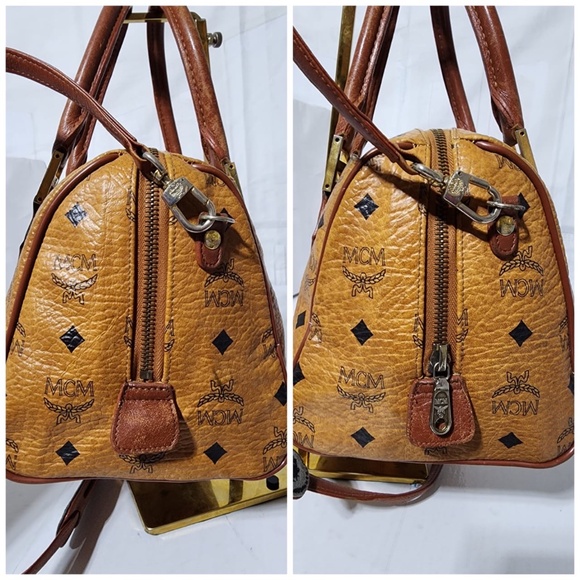 SOLD***Authentic MCM Vintage Monogram Visetos Boston Bag Cognac - Picture 7 of 16